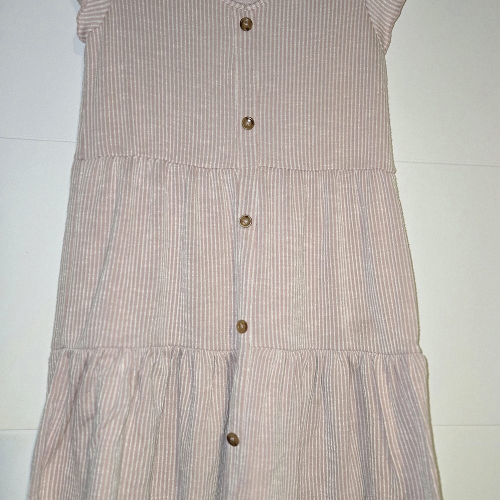 Charming Pink Striped Kids Dress with Buttons